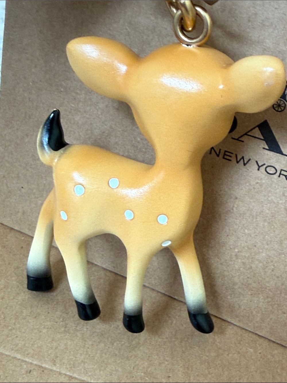 Coach Deer Bag Charm Gold Tan NWT - Picture 5 of 6